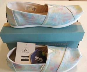 TOMS Women's Alpargata White Multi Tie Dye Slip-On Flat Shoes. Size 11 - Picture 1 of 1