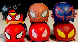 RARE!Disney Marvel Tsum Tsum Spider-Man Figures ALL LARGE Set Of 6 Jakks Pacific - Picture 1 of 14