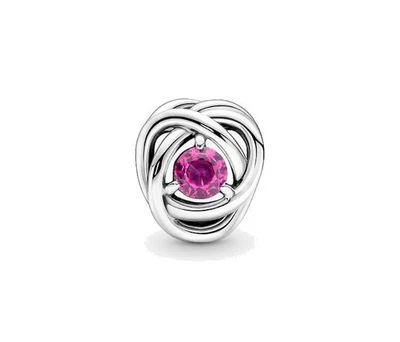 Collar Pulsera Pandor Ajuste Dije Piedra Natal Círculo Eternidad Rosa Octubre Foto 1 de 4