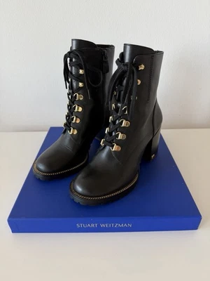 Botas botines Stuart Weitzman Kolbie Block negras de cuero liso talla 6,5 EU 37 Foto 1 de 4