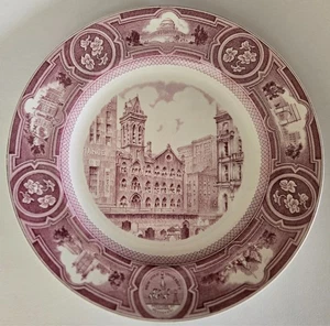 New York University Wall St Center Wedgwood Scenic c. 1932 Red Anniversary Plate - Picture 1 of 3