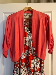 Womens Coral White and Black Dress Size 12 & Matching Sweater(Size XL) DressBarn - Picture 1 of 8