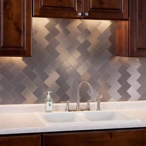 Aspect Peel and Stick Backsplash 3inx6in Metal Tile (8 pack) - Picture 1 of 14