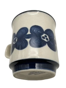 SANGO Design Four Mug Cobalt Blue Orchid Floral Stoneware Cup Japan MCM - Picture 1 of 6