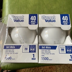 vintage new light bulbs 40 watt soft white Frosted Globe Medium Base G25 USA - Picture 1 of 5