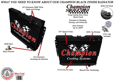 Radiador Atom Champion 3 filas acabado negro para Chevrolet El Camino LS 1959-1965 Foto 1 de 4