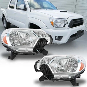 Fit 2012-2015 Toyota Tacoma Pickup Crystal Clear Headlights Headlamps Left+Right - Picture 1 of 11
