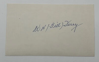 Bill Terry Signed Autographed Index Card NY Giants HOFer JSA 3x5⚾️ - Image 1 of 2