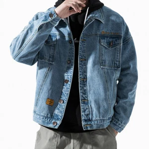 Retro Mens Denim Jacket Long Sleeve Coat Loose Casual Jean Tops Outerwear Unise, - Picture 1 of 15