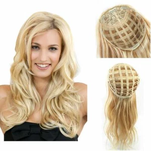 Long Body Wavy Glueless 100% Human Hair 3/4 Half Wig Machine Weft Cap 140g-200g - Picture 1 of 33