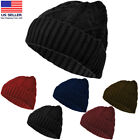 Mens Womens Winter Insulated Knit Beanie Thermal Fleece Lined Hat Ski Cuff Cap