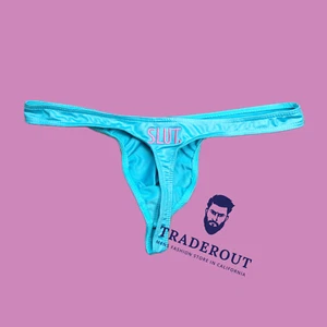 PUTA Personalizado Bordado Hombre Azul Metálico Tanga Ropa Interior Talla M L XL 2XL - Imagen 1 de 4