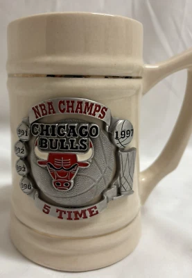Chicago Bulls 5 Time NBA Champs Beer Stein Mug 1990's Basketball Pewter Vintage - Image 1 of 4