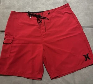 Hurley Boardshorts ungefütterte Badehose rot Seitentasche Herren Größe 36 neu ohne Etikett - Bild 1 von 3