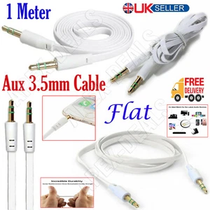 Headphone Gold Aux Cable Audio Lead 3.5mm Jack to Jack Stereo PC Car Male 1Meter - Picture 1 of 11