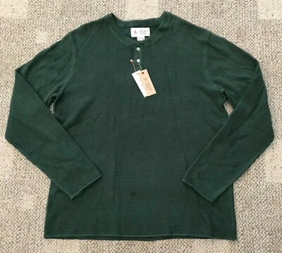 Penguin Mens Long Sleeve Henley Top Sycamore Green Size XL Cotton Blend - Image 1 of 4
