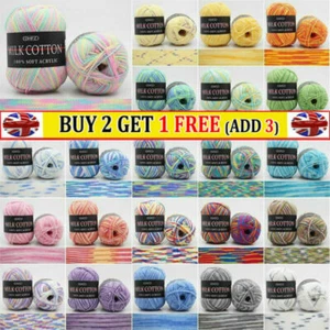 23 Colours DK Knit Crochet Milk Soft Baby Cotton Wool Yarn Mixed Job Lot DIY 50g - Picture 1 of 32
