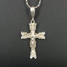 Necklace Sterling Crucifix Cross Detail Leaf Design Ends Silver 925 Pendant