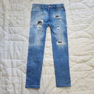NWT The Children's Place Girls M (7/8) Faux Ripped Blue Jean Design Leggings - Picture 1 of 6
