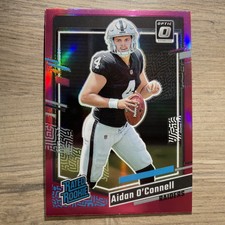 2023 Donruss Aidan O'Connell Rated Rookie Optic Pink Preview Las Vegas Raiders