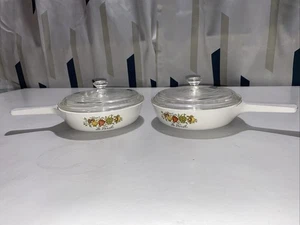 GOOD Lot of 2 Corning Ware Spice of Life Mini Pans with Lid (P-83-B) 6.5 in - Picture 1 of 9