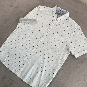 Ted Baker My Dance Shirt Men 3XL 7 White Blue Floral AOP Flip Cuff NWOT $165 - Picture 1 of 8