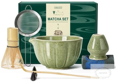 Matcha Whisk Set,7 PCS Ceramic Matcha Kit Includes Matcha Bowl with Spout Matcha - Image 1 of 4