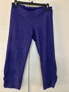 Athleta Crop Leggings Women's Blue Purple Space Dye Stripes Pant Size Medium - Picture 1 of 5