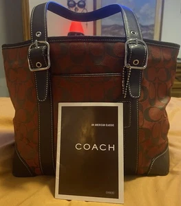 Rare Coach Handbag Brown And Red Canvas And Leather Mini Tote #G055–6042 - Picture 1 of 12