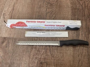 Forever Sharp Kitchen Knife Serrated 8" Blade Fork Tip Surgical Stainless Steel - Picture 1 of 12