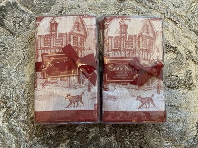 Set 8 tovaglioli da pranzo Williams Sonoma Nordic Noel jacquard Natale nuovi con etichette - Immagine 1 di 4