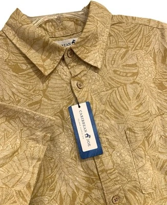 Caribbean Joe Tropical Print Linen Blend Button Short Sleeve Shirt Men’s Large - Image 1 of 4