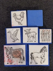 Various Farm Animals Set Of 7 Foam Mounted Rubber Stamp Read - Picture 1 of 3