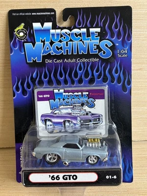 Muscle Machines 1966 Pontiac GTO 1:64 Diecast Car Gray #01-6 New Sealed - Image 1 of 3