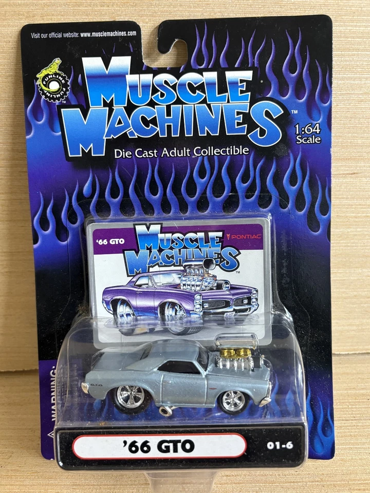 Muscle Machines 1966 Pontiac GTO 1:64 Diecast Car Gray #01-6 New Sealed - Image 1 of 3
