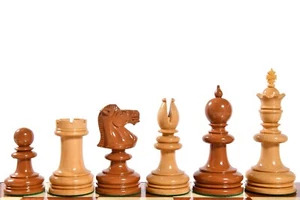 Exclusive Repro William Hallett High Class Chess Pieces in Golden Dyed & Boxwood - Picture 1 of 11