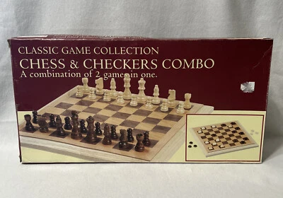 NEW Classic Game Collection Fold Up Wooden Game Set Chess & Checkers Combination - Image 1 of 4