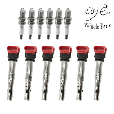 06E905115A 6 piezas Bobina de encendido y bujía para Audi A6 Quattro 2,8 L 3,0 L 3,2 L Foto 1 de 4