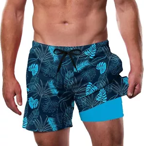 Men's 5.5" Quick-Dry Swim Trunks with Compression Liner & Zipper Pockets - Picture 1 of 52
