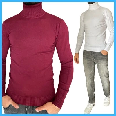 Dolcevita uomo maglione collo alto lana maglioncino maglia lupetto slim fit XL - Immagine 1 di 4