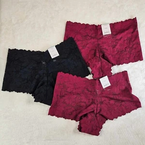 Auden 3pk Lace Cheeky Underwear Womens Small Stretch Red/Black - Picture 1 of 11