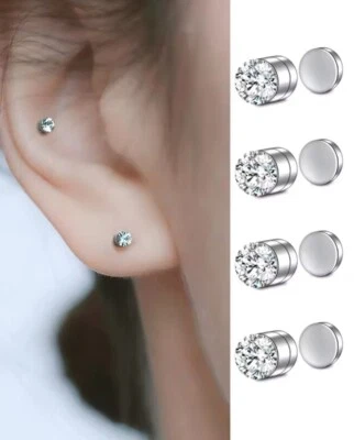 Magnetic Earrings Clip Women Men Stud Fake Pair Studs Unisex Magnet Non-piercing - Image 1 of 4