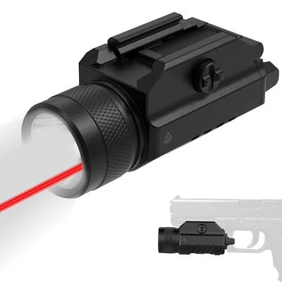 TOUGHSOUL 1200 Lumens Pistol Light with Red Laser Sight Picatinny Rail Mounted