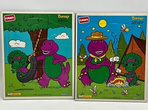 BARNEY & FRIENDS lot 2 Playskool Frame Tray 6 piece Puzzle 1993 very good - Picture 1 of 6