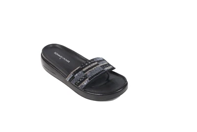 Sandalias Donald Pliner Fifi talla 8 para mujer con cuentas deslizables tacón de cuña negras Foto 1 de 4