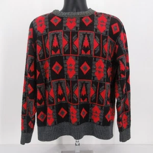 Vintage Esprit Campus Ski Sweater Mens Large Red Black MADE USA Retro Knit - Picture 1 of 8