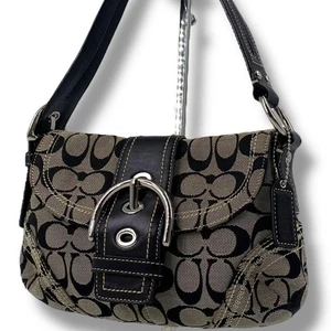 Bolso Hobo Coach 10602 Negro Firma con Borde de Cuero Soho Hombro Pequeño - Imagen 1 de 13