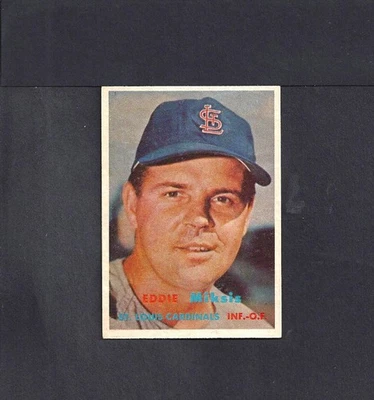 1957 TOPPS #350 EDDIE MIKSIS-1--BV $20--CARDINALS--NO CREASES--EX/MT - Image 1 of 2