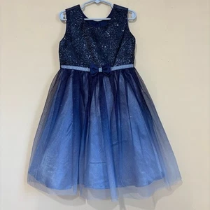 Jona Michelle Mädchen 5 blau/silber Glitzer Urlaub Party Kleid - Bild 1 von 16