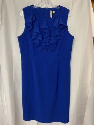 Emma & Michele Womans Blue Sleeveless Dress Size 14 Ruffles - Image 1 of 4